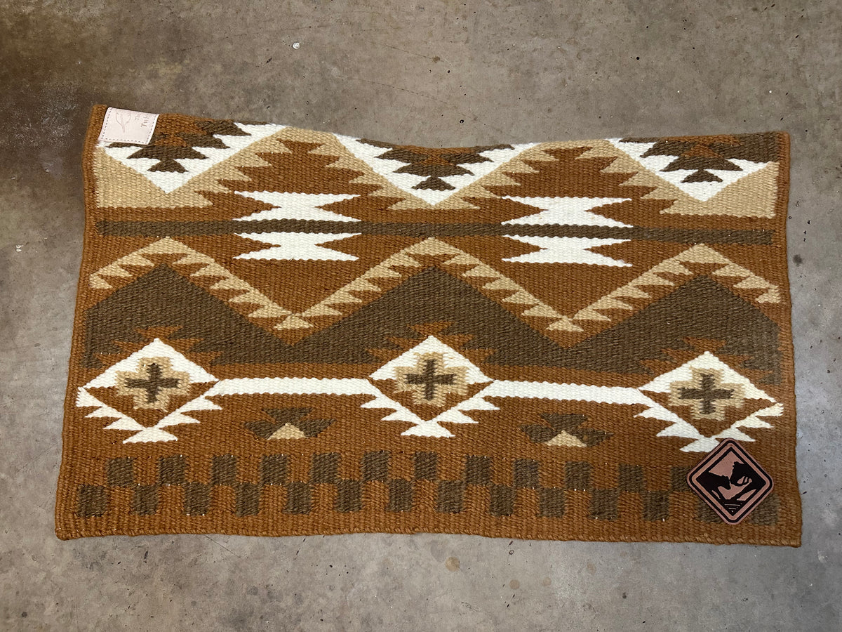 The Modine- burnt orange, tan cream brown squares